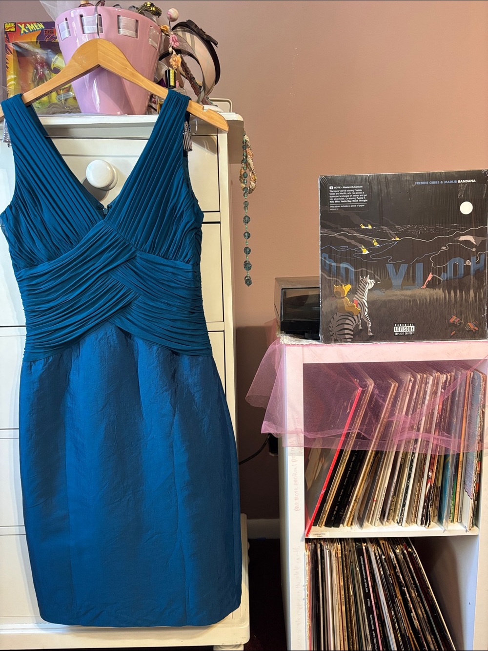 Vintage 90s Silk Dress Party Blue Sleeveless 4 Y2K Classic Cocktail Teal Wedding